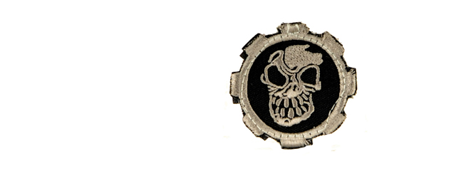 UKARMS AC-127 Skull Gear Velcro Patch, Black & Grey