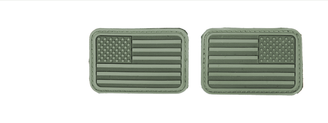 AC-139G OD Green Rubber USA Flag Forward and Reverse Patches, set of 2