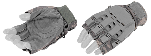 UK ARMS AIRSOFT TACTICAL ARMORED HALF FINGER GLOVES XS - TAN