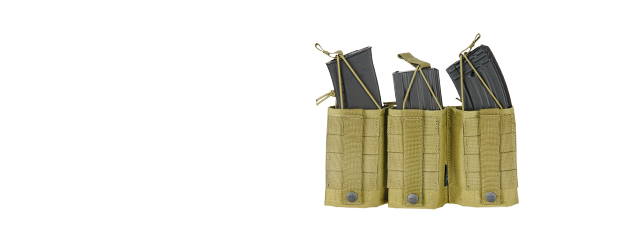 AMA TACTICAL AIRSOFT M4 TRIPLE WEDGE MAG POUCH - KHAKI