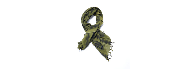 Lancer Tactical Multi-Purpose Shemagh Face Head Wrap - (OD Green/Jolly Roger Logo)