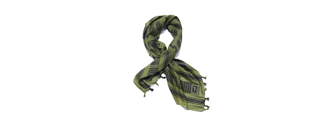 Lancer Tactical Multi-Purpose Shemagh Face Head Wrap - (OD Green/Grenade Logo)