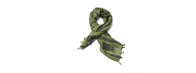 Lancer Tactical Multi-Purpose Shemagh Face Head Wrap - (OD Green/Double M4 Logo)