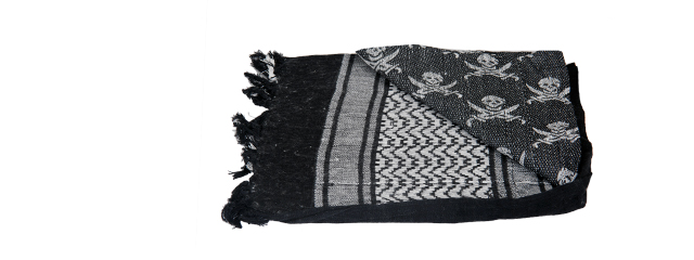 AC-3101 Shemagh, Jolly Roger Pattern, Black/White