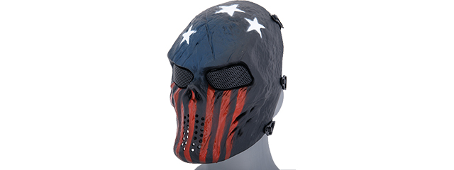 AC-319R VILLAIN SKULL MESH FACE MASK (STARS & STRIPES)