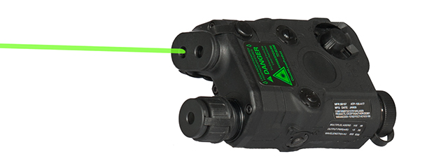 AN/PEQ-15 L.E.D. WHITE LIGHT + GREEN LASER w/IR LENS (BODY COLOR: BLACK)