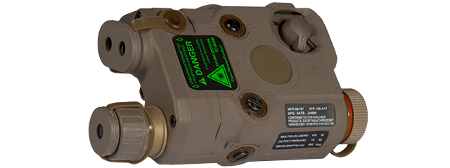 AN/PEQ-15 L.E.D. WHITE LIGHT + GREEN LASER w/IR LENS (BODY COLOR: DARK EARTH) - Click Image to Close