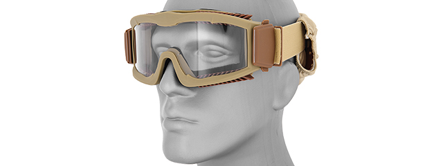 CA-221T AIRSOFT SAFETY GOGGLES W/STYLIZED VENTS (TAN) LENS: CLEAR