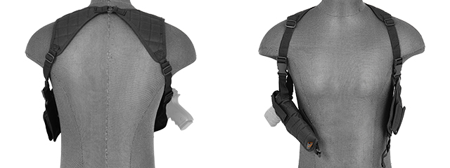 Lancer Tactical Shoulder Holster Rig with Pistol Magazine Pouches (Color: Black)