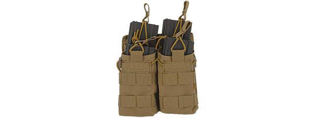 CA-378T MOLLE BUNGEE OPEN TOP QUAD MAGAZINE POUCH (TAN)