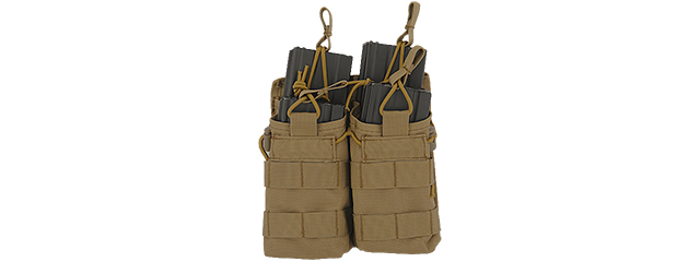 CA-378TN NYLON BUNGEE OPEN TOP QUAD MAGAZINE POUCH (TAN)