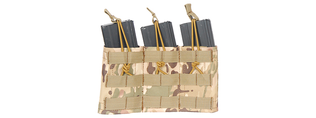 CA-379C MOLLE BUNGEE TRIPLE MAG POUCH w/VARIABLE DEPTH ADJUSTMENT (COLOR: CAMO)