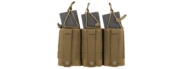 CA-379T MOLLE BUNGEE TRIPLE MAG POUCH w/VARIABLE DEPTH ADJUSTMENT (COLOR: TAN)