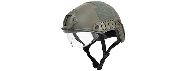 CA-741G HELMET BALLISTIC TYPE "BASIC VERSION w/VISOR" (COLOR: FOLIAGE GREEN) SIZE: MEDIUM