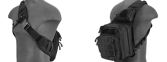 Lancer Tactical Airsoft Messenger Utility Shoulder Bag (Color: Black)