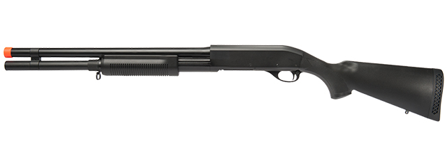 LT-7350L CM350 TRI-BURST SPRING SHOTGUN LONG BARREL w/FULL STOCK AND METAL BARREL (BLACK) - Click Image to Close