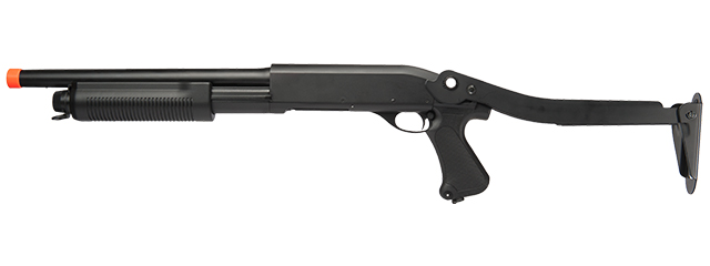 CM352 TRI-BURST SPRING SHOTGUN w/METAL FOLDING STOCK (COLOR: BLACK) - Click Image to Close