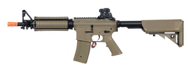 Golden Eagle JG F6624TAN Super Enhanced M4 CQB RIS AEG Metal Gear, Rail Covers, Polymer Body in Tan