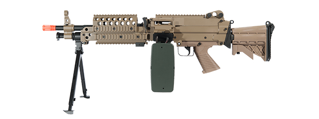Atlas Custom Works Full Metal M249 MK46 SPW Support Rifle Airsoft AEG - TAN - Click Image to Close