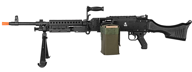 Lancer Tactical Full Metal M240 Airsoft AEG Squad Automatic Machine Gun with Box Magazine (Color: Black)