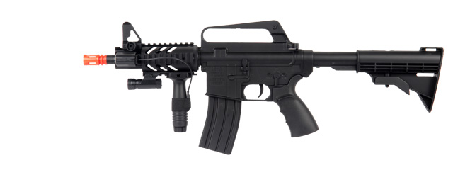 WELL FIRE M16A5 CQB SPRING AIRSOFT RIFLE W/ LASER, FOREGRIP (COLOR: BLACK)