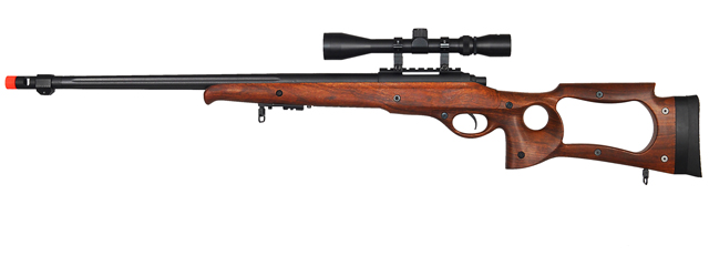 M70WA BOLT ACTION RIFLE w/FLUTED BARREL & SCOPE (COLOR: WOOD)