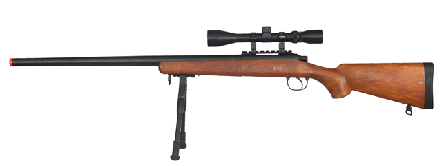 WELL VSR-10 BOLT ACTION RIFLE W/ SCOPE, SLING & BIPOD - WOOD