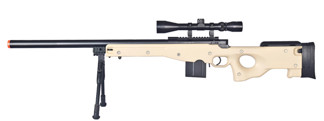 WELLFIRE AIRSOFT L96 AWP BOLT ACTION RIFLE W/ BIPOD AND SCOPE - TAN