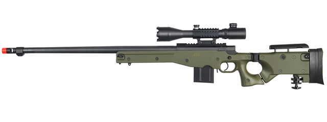 WELL MB4403GA2 BOLT ACTION RIFLE w/FLUTED BARREL & ILLUMINATED SCOPE (COLOR: OD GREEN)