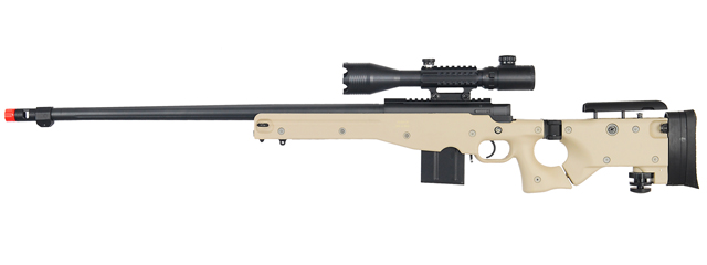 WELL MB4403TA2 BOLT ACTION RIFLE w/FLUTED BARREL & ILLUMINATED SCOPE (COLOR: TAN)