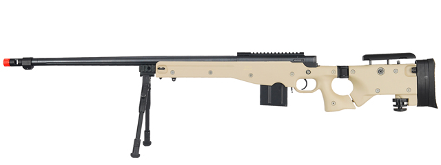 WELL MB4403TBIP BOLT ACTION RIFLE w/FLUTED BARREL & BIPOD (COLOR: TAN)