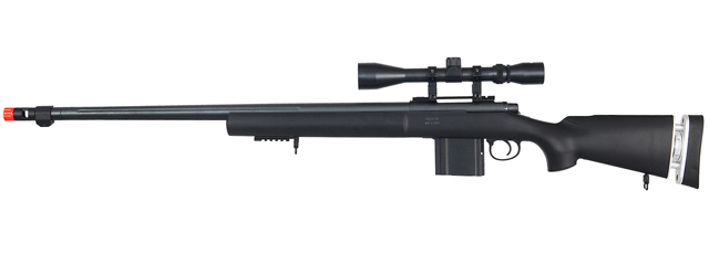 WELL MB4405BA BOLT ACTION RIFLE w/FLUTED BARREL & SCOPE (COLOR: BLACK)