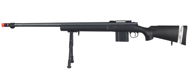 WELL MB4405BBIP BOLT ACTION RIFLE w/FLUTED BARREL & BIPOD (COLOR: BLACK)