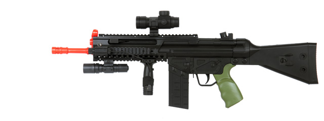 Well MR777 Spring Rifle w/ RIS, Flashlight, Pressure Switch Laser, Scope and Barrel Extension