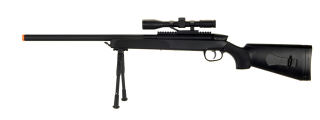CYMA AIRSOFT MK51 BOLT ACTION SNIPER RIFLE W/ SCOPE - BLACK - Click Image to Close