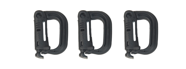 AC-333B FMA NYLON PLASTIC AIRSOFT D-BUCKLE MINI - 3 PACK SET - BLACK