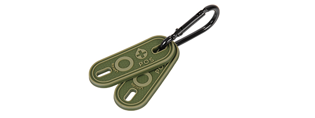 CA-5006 2-PIECE "O" BLOOD TYPE TAGS WITH CARABINER (OD GREEN)