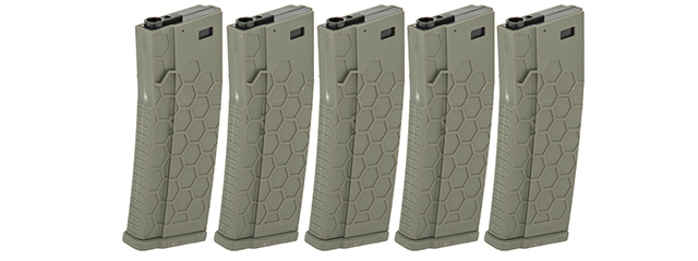 DYTAC HEXMAG AIRSOFT 120RDS MAGAZINES FOR M4 AEG 5 PACK - OD