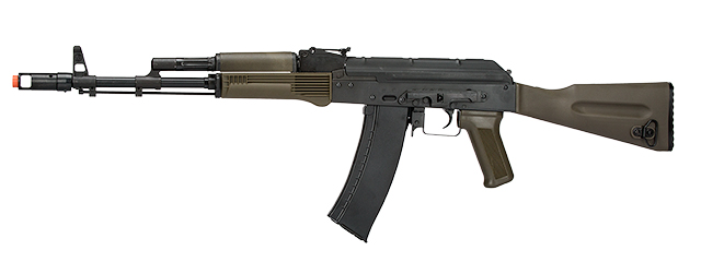 LCT FULL STEEL AK74M AIRSOFT AEG RIFLE - BLACK/OLIVE DRAB GREEN