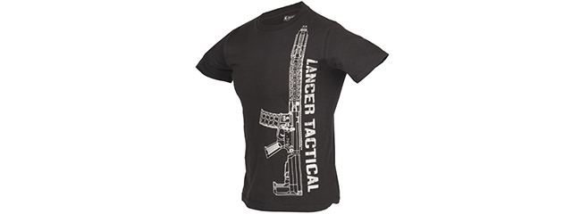 LTSHIRT1-M MEN'S M4 RIFLE SHORT SLEEVE T-SHIRT - BLACK/SILVER, MED