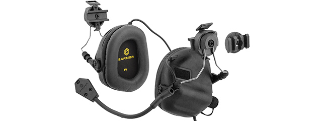 EARMOR M32H TACTICAL EARMUFFS FOR FAST MT HELMETS - BLACK