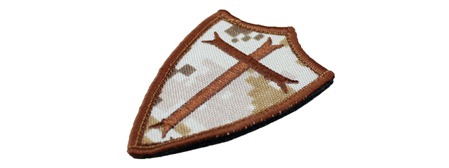 AMA AIRSOFT POOR KNIGHTS EMBROIDERED MORALE PATCH - DESERT DIGITAL