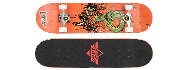 3108-T027O DRAGON RAGE ORANGE COMPLETE SKATEBOARD (8.0" X 31")