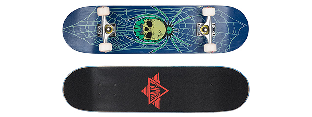 3108-T029BU SKULL SPIDER BLUE COMPLETE SKATEBOARD (8.0" X 31")