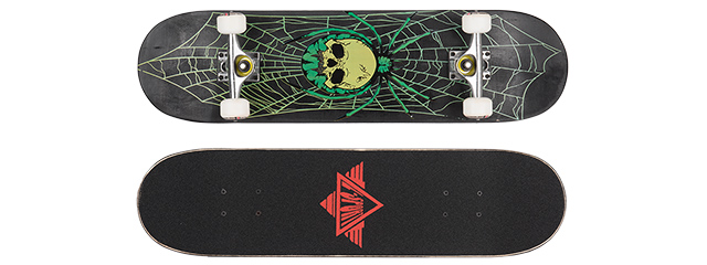 3108-T029B SKULL SPIDER BLACK COMPLETE SKATEBOARD (8.0" X 31")