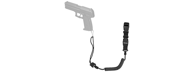 G-FORCE NYLON ELASTIC UPGRADED PISTOL LANYARD SLING - BLACK