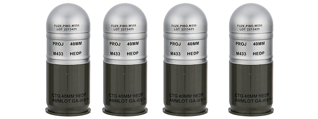 AC-7987 M433HE-1 DUMMY AIRSOFT GRENADE CARTRIDGES (SILVER)