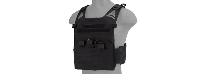 AC-881B LASER CUT FULL HYPALON MOLLE VEST (BLACK)