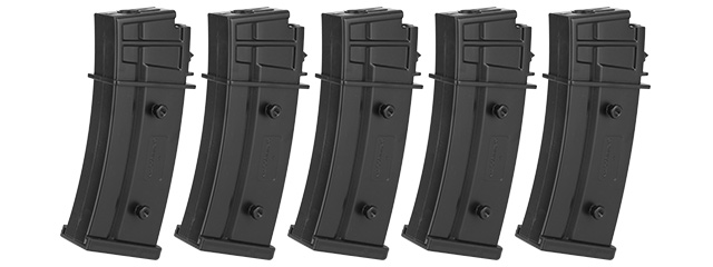 ARES-MAG-B005 5-PK 30 RD LIGHTWEIGHT LOW CAPACITY AIRSOFT G36 MAGAZINES (BLACK)