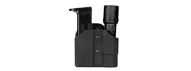 CA-1238B TACTICAL POLYMER PISTOL MAG AND FLASHLIGHT CARRIER (BLACK)
